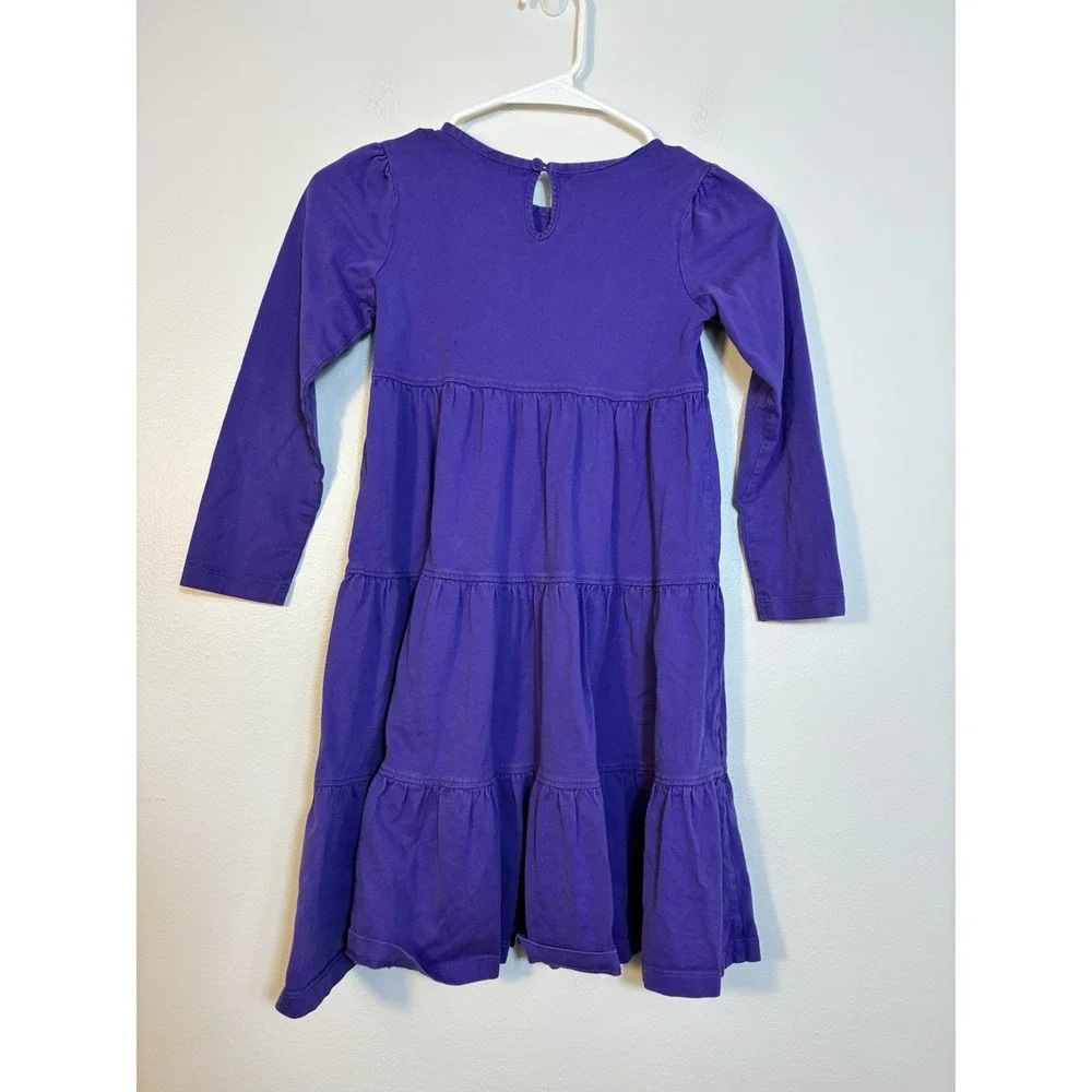 Hannah Andersson Long‎ Sleeve Dress Girls Sz 7 Purple Tired Casual Cotton